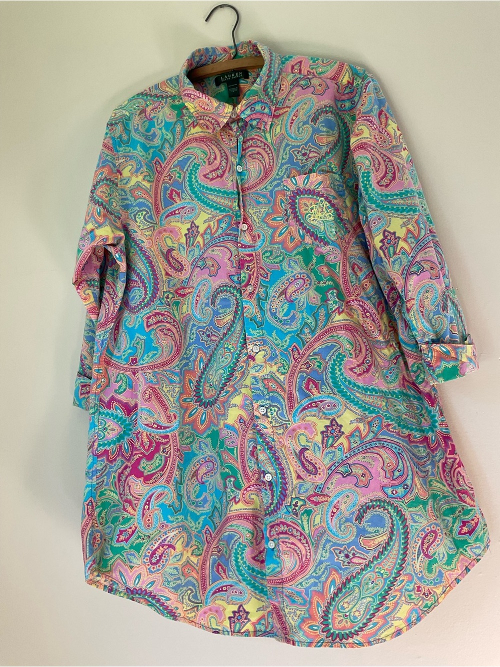 Lauren Ralph Lauren Multi-Color Paisley Button-Front Pajama sleep shirt